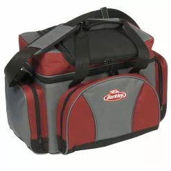 BERKLEY - Pure Fishing Berkley Storage Bag - Angeltasche Incl. 4 Boxen - Rot-Grau